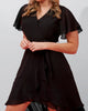 Corrine Crossover Dress Waist Tie Black - thumbnail