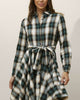 Fiona Shirt Dress Waist Tie Plaid Print Green - thumbnail