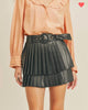 Faux Leather Pleated Mini Skirt In Black - thumbnail
