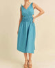 Bella Midi Cutout Dress In Neon Aqua Blue - thumbnail