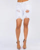 Plus Size High Waist Denim Shorts With Frayed Hem In White - thumbnail