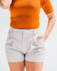 Play It Cool Leather Shorts In Ecru - thumbnail