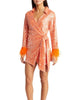Fitz Sequin Wrap Mini Dress In Orange - thumbnail