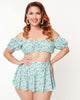 Unique Vintage 1940s Turquoise Retro Hearts Off The Shoulder Swim Top - thumbnail