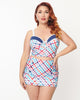 Unique Vintage Pastel Madras Plaid Sailor Swim Bottom - thumbnail