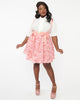 Unique Vintage Pink Rosette Suspender Ballerina Skirt - thumbnail