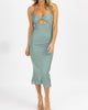 Animal Print Twist Front Midi Dress In Teal - thumbnail