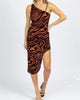 Asymmetric Cutout Midi Dress In Rustic Abstract - thumbnail
