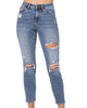 Destroyed Slim Fit Jean In Light Blue - thumbnail