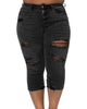 Destroyed Skinny Capri In Black - thumbnail