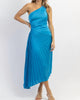 Cayman Pleated Asymm Maxi Dress In Blue - thumbnail