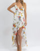 Chloe Multifloral Slit Midi Dress In White - thumbnail