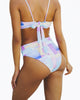 Dove Retro Ribbed High-Leg Bikini Bottom In Pastel Shapes - thumbnail