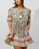 Gloria Short Dress A-Line Floral Print Green - thumbnail