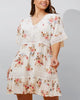 Sara Short Dress Floral Print Embroidered White - thumbnail