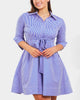 Tessa Shirt Dress Twist Waist Tie Pockets Cotton Navy - thumbnail