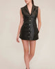 Enzo Leather Open Back Mini Dress In Black - thumbnail