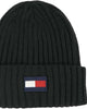 Fleece Big Flag Beanie Hat In Black - thumbnail
