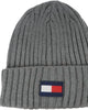 Fleece Big Flag Beanie Hat In Charcoal - thumbnail