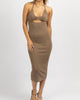 Halterneck Triangle Midi Dress In Mocha - thumbnail