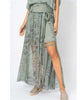 Palm Leaf Print Long Skirt In Olive - thumbnail