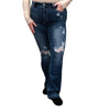 Mid Rise Hand Sanded & Destroyed Bootcut Jean In Blue - thumbnail