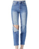 Relaxed Fit High Waist Jean In Blue - thumbnail