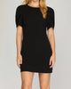Puff Sleeve Knit Dress In Black - thumbnail