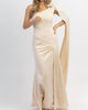 One Shoulder And Sash Satin Maxi Dress In Champagne - thumbnail