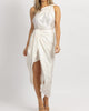 Satin One Shoulder Wrap Dress In Ivory - thumbnail