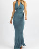 Slinky Cutout Lined Maxi Dress In Teal - thumbnail