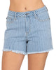 Striped Cut Off High Waist Shorts In Blue/White - thumbnail