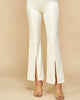 Split The Difference Front Slit Flared Pants In White - thumbnail