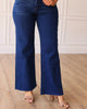 The Dakota High Rise Wide Leg With Fray Hem Denim In True Blue - thumbnail