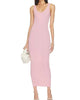 Stretch Silk Knit Maxi Tank Dress In Cherry Blossom - thumbnail