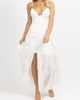 Tiered Linen Halter Maxi Dress In White - thumbnail