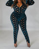 Velvet Cross Mesh Jumpsuit In Navy - thumbnail