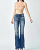 Women'S Flare Distressed High Rise Slit Jeans In Blue - thumbnail