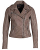 Christy Rf Leather Jacket in Taupe - thumbnail