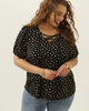 Sonya Lace Up Front Polka Dot Top - thumbnail