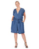 Deidra Cap Sleeve Chambray Romper - thumbnail