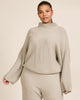 Ribbed Mock Neck Bell Sleeve Sweater - thumbnail