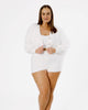The Sex Kitten Acrylic Short Set in Crème with Rhinestone Buttons - thumbnail