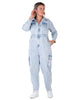 Women's Long Sleeves Denim Cargo Jumpsuit - thumbnail