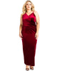 Plus Size Women's Asymmetrical Burgundy Velvet Maxi Dress - thumbnail