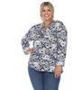 Pleated Long Sleeve Floral Print Blouse - thumbnail
