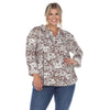 Pleated Long Sleeve Floral Print Blouse - thumbnail