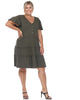 Short Sleeve V-neck Tiered Midi Dress - thumbnail