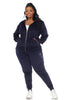 Rhinestone 2 Piece Velour Tracksuit Set - thumbnail