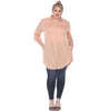 Stretchy Button Down Tunic Top - thumbnail